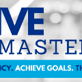 GreyofficeblurbackgroundwithbluetextthatsaysThriveMastermindandabluestripeacrossthebottomthatsayselevateyouragencyachievegoalsthriveinthefuture